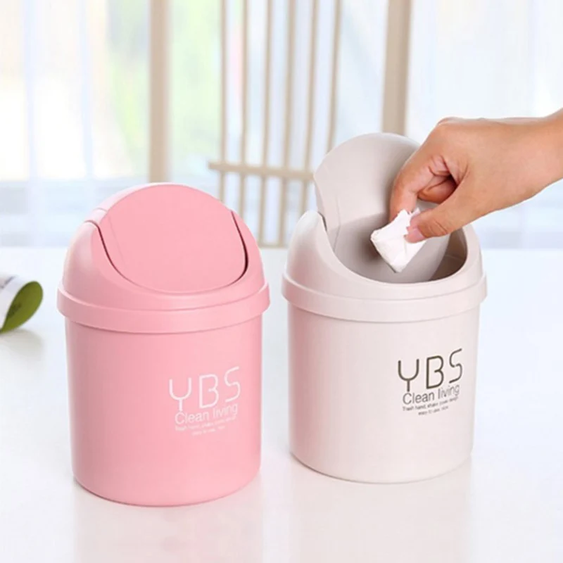 1Pc New Mini Desktop Waste Bin Small Trash Can Household With Bins Desk Storage Bucket Office