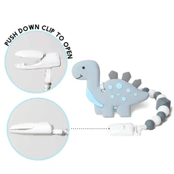 

Baby Teething Toys Dinosaur Teether Pain Relief Toy with Pacifier Clip Holder Set for Newborn Babies Neutral for Boys and Girls