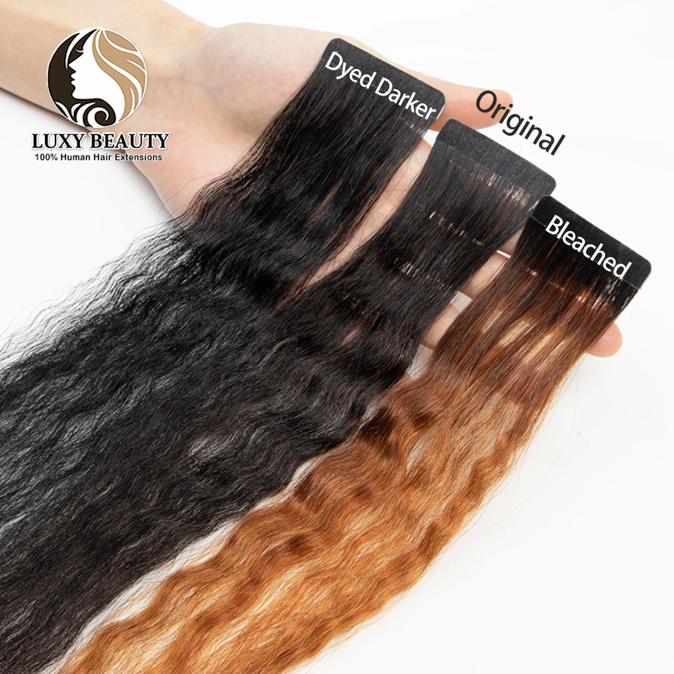 Kinky Straight Tape In Human Hair Extensions For Black Women 100% Remy Hair Adhesive Invisible Brazilian Natural Black