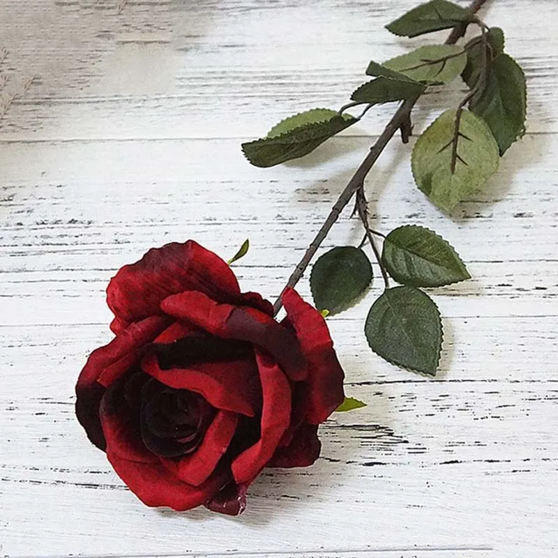 

Black Red Rose Flower For Wedding Party Home Room Decoration Artificial Rose Single Head Large