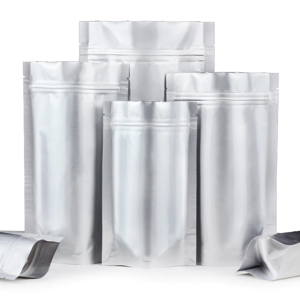 Sacos doypack de mylar prateado com fecho zip e base_voghion.com