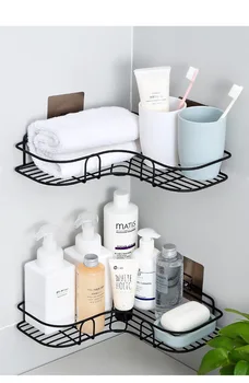 

1PCS Bathroom Corner Shelf Rack Bathroom Fixtures Wrought Iron Storage Rack Kitchen Tripod Wall Shellf