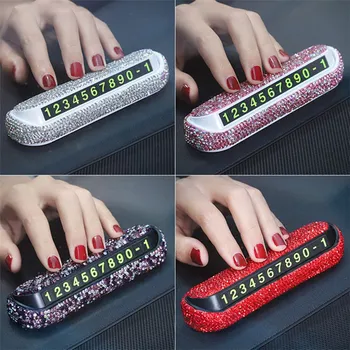 

Diamond Crystal Hideable Temporary Car Parking Card Phone Number Card Plate Telephone Number Card Rhinestones