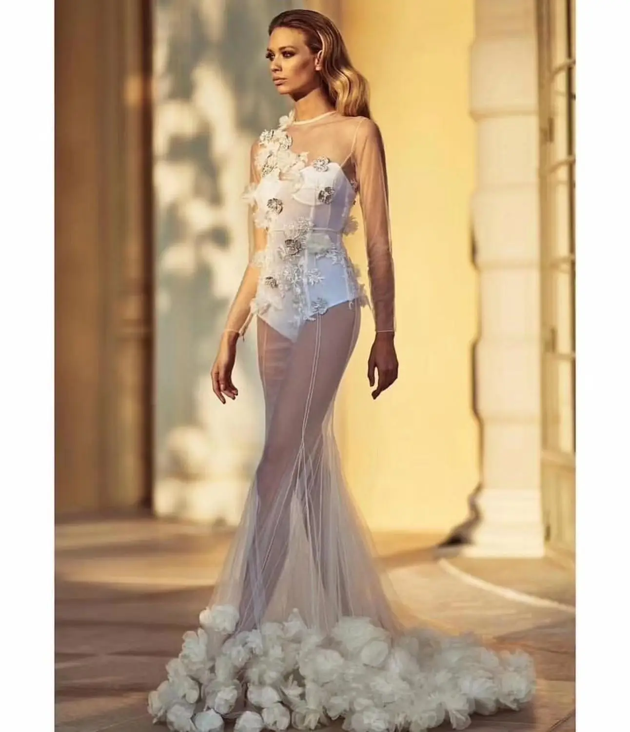 Для женщин белое Сетчатое платье с О-образным вырезом Длинные рукава Vestidos знаменитости Вечеринка облегающее Бандажное платье платья с принтом для девочек;