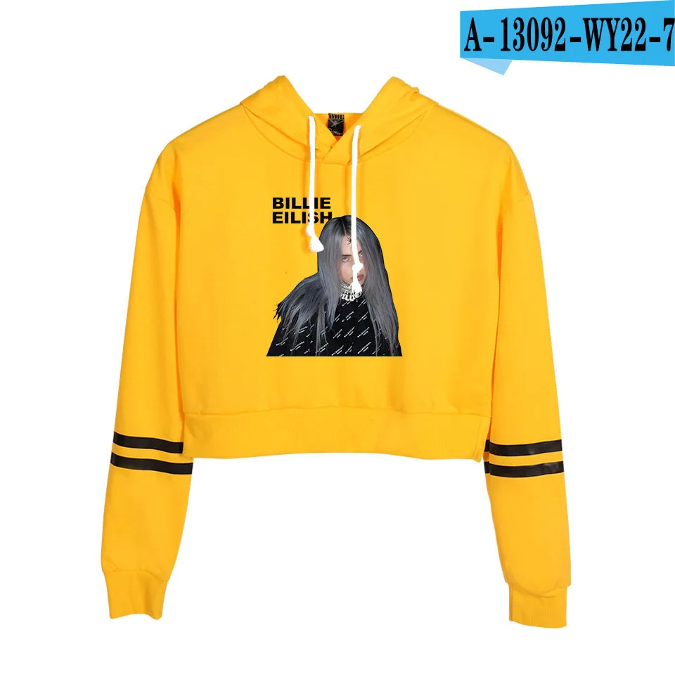 Красивый кроп Топ Billie Eilish толстовка с капюшоном, женские толстовки высокого качества Весна осень сексуальные толстовки Billie Eilish одежда - Цвет: Фиолетовый