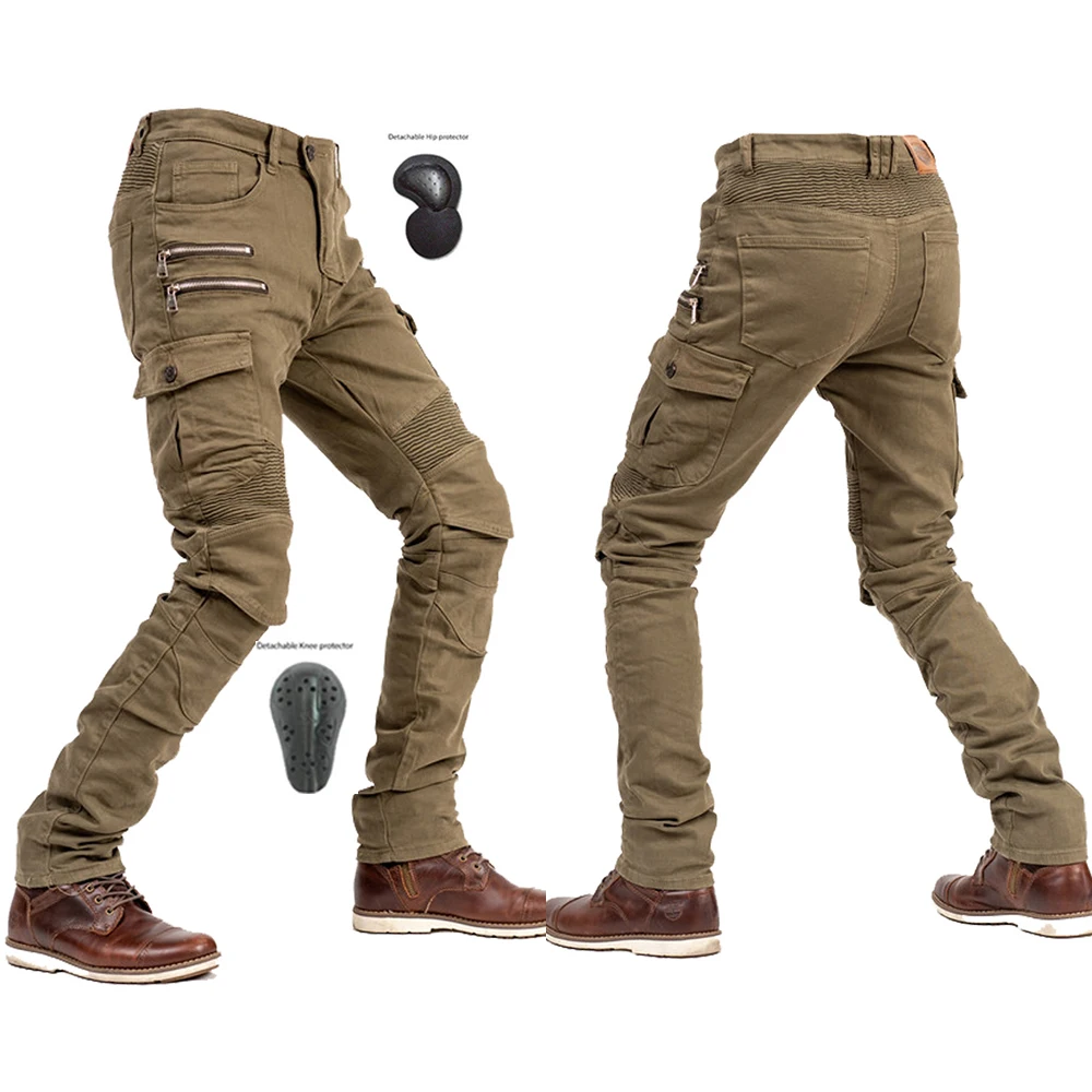 2024-New-Khaki-Motorcycle-Pants-Black-Men-Moto-Jeans-Zipper-Protective ...