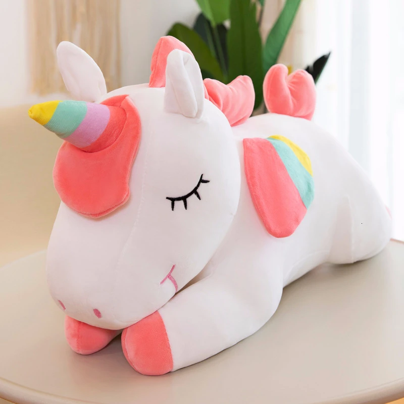 Kawaii 25-80 см лежащий Единорог, мягкие животные, кукла, игрушка, мягкий Единорог, лошадь, плюшевые игрушки для детей, детская кукла, подушка, Рождественский подарок