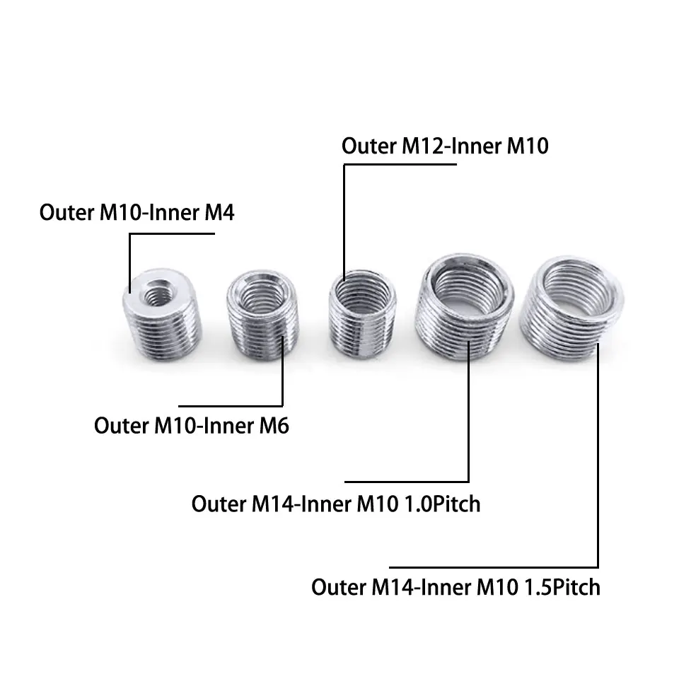 Vis d'adaptation de dents externes M10 M8, dents fines, dents complètes,  lampes d'éclairage, tube en fer creux, vis de tube dentaire, 2 pièces