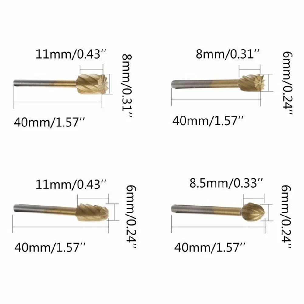 11Pcs 1/8Inch Shank Milling Rotary File Burrs Bit Locator Set Wood Carving Rasps Jewelers, Hobbyists, Craft Makers, Modelers