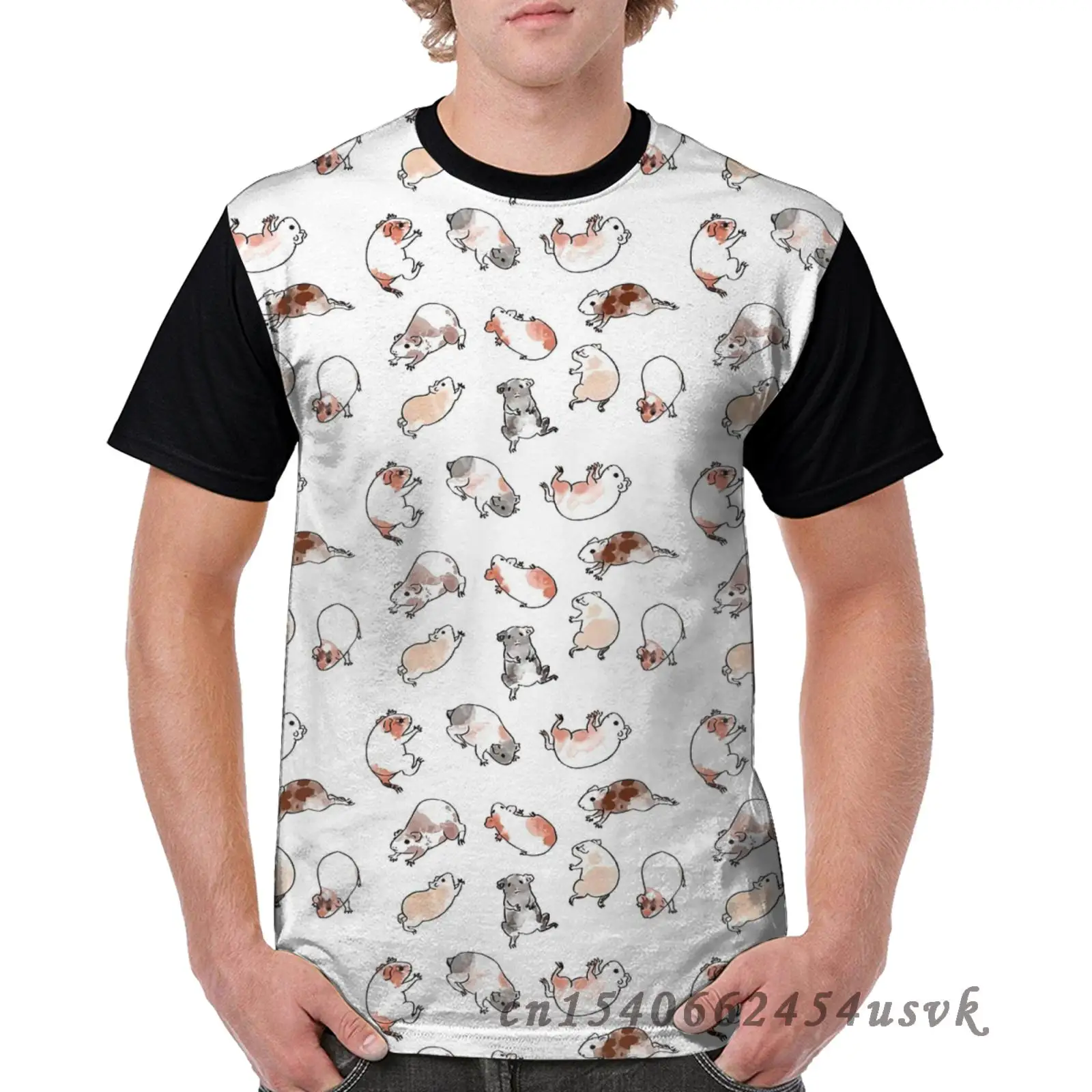 Funny Family Matching Clothes Tumbling Guinea Pigs Men Tshirt All Over Print Women T-Shirt Child Short Sleeve Tops Tee | Мужская одежда