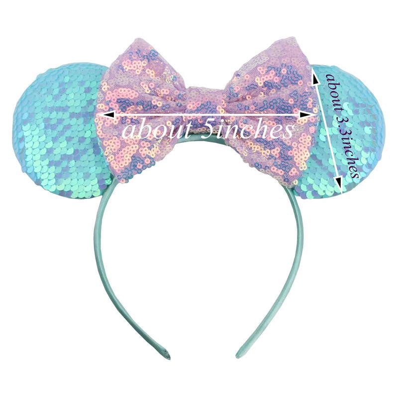 New Fashion Minnie Ｍouse Ears Headband for Girls Hair Bows Christmas Headwear Cute Sequins Bows with Crown Hair Accessories