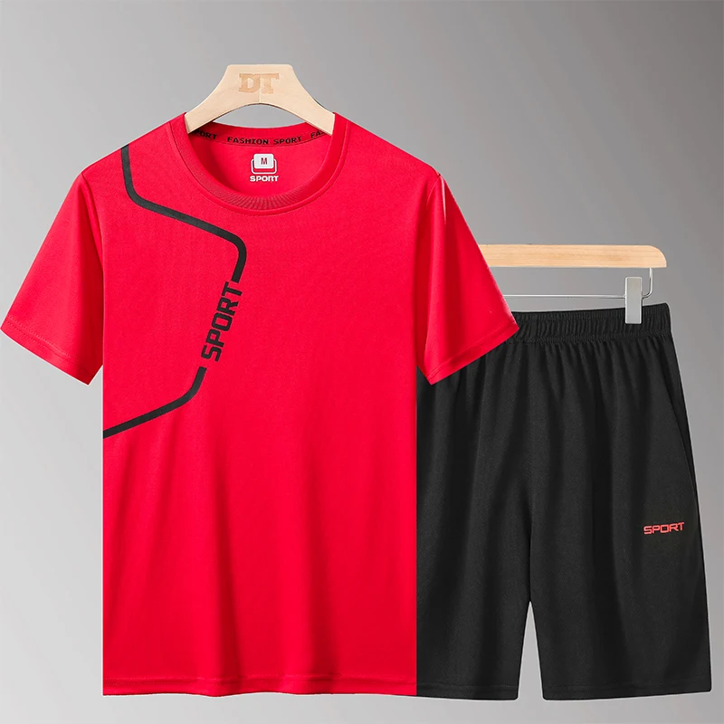 

Tracksuit Men Sets Male Sweatshirt Pants Summer Men's Cropped T Shirt Shorts Casual Suits Sportswear Men Clothing 2020