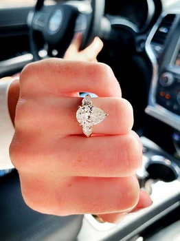 

TwinkleS 3ct Moissanite Diamond Wedding Engagement Ring for Women 18K White Yellow Gold DEF Color Pear Fine Jewlery