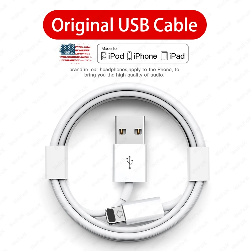 Apple 1 м 2 оригинальный Usb кабель Lightning для iPhone X Xs 11 12 Pro Max Xr 8 7 6 6s Plus Быстрая зарядка