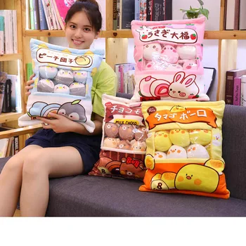 

8 pcs Mini Penguins Plush Toy Creative Throw Pillow Stuffed Animals Doll Sakura Bunny Hamster Bear Brown Bear Pudding Doll Toy