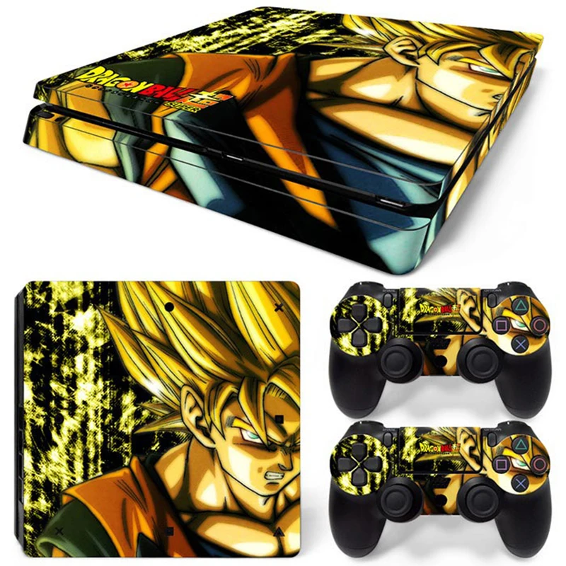 Hot Anime Goku Sticker Cover Wrap Protector Skin For Sony PS4 Slim Console & 2PCS Controller Skin Decal For PS4 Slim