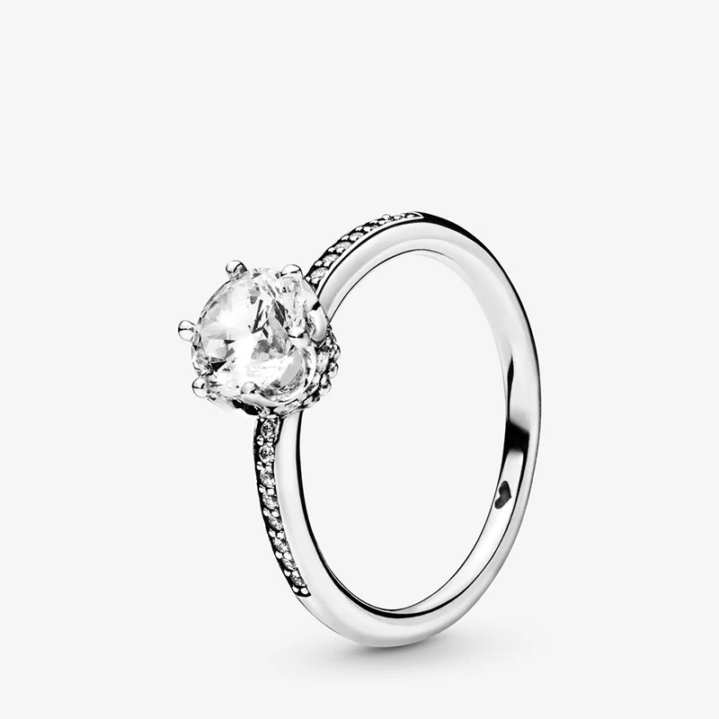 

JrSr new 100% 925 Sterling Silver white Zircon Ring & Clear Sparkling Crown Ring for Women Engagement Jewelry gift Free shipping