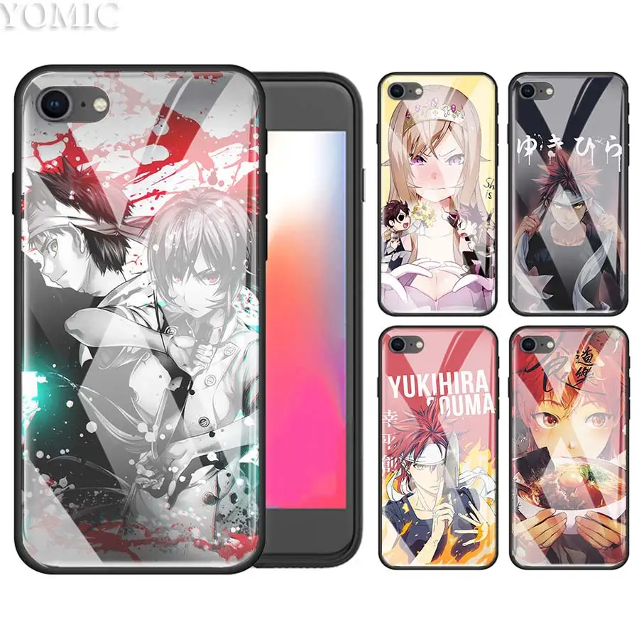 

Shokugeki no Soma Case for iPhone XS Max XR X 7 7S 8 6 6S Plus Black TPU Bags + Tempered Glass Phone Cover Housing Hull