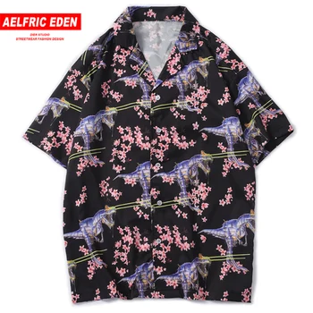 

Aelfric Eden Hip Hop Shirts Men Dinosaur Print Short Sleeve Fashion Streetwear Hawaii Beach Shirt 2020 Summer Male Tops Oversize