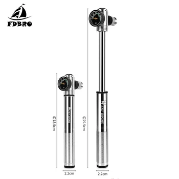 

FDBRO Bicycle Pump Hose Pressure Gauge Cycling Inflator Schrader Presta Valve Fork Portable Mini Bike Pump Bicycle Tire Pump