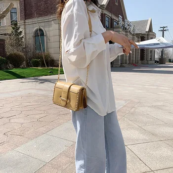 

Bag 2020 spring and summer new texture female bag casual small square bag chic chain shoulder messenger bag