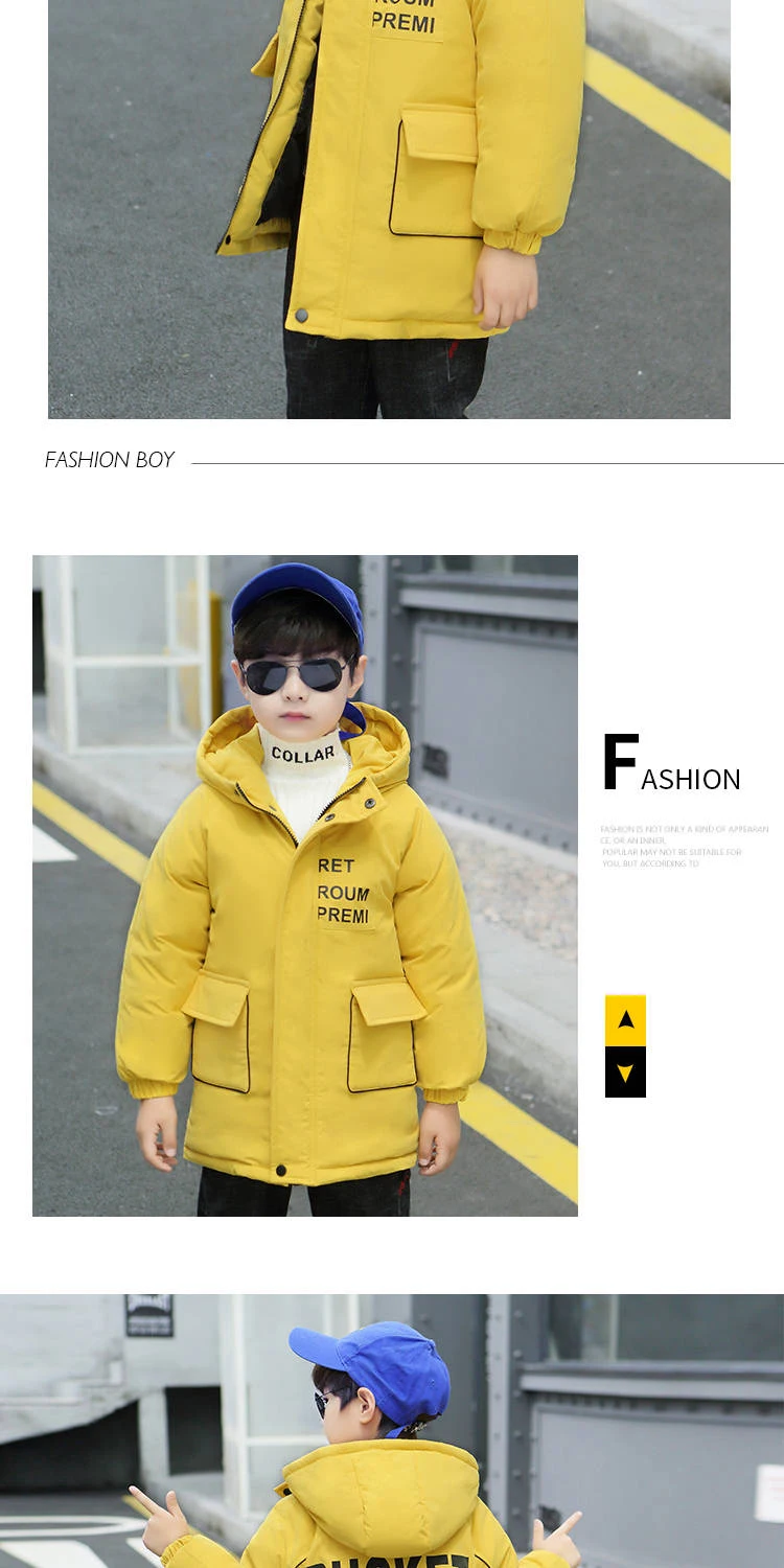 Г. Новое хлопковое пальто для мальчиков детская одежда Зимний корейский Модный хлопковый костюм Толстая теплая хлопковая куртка для больших детей