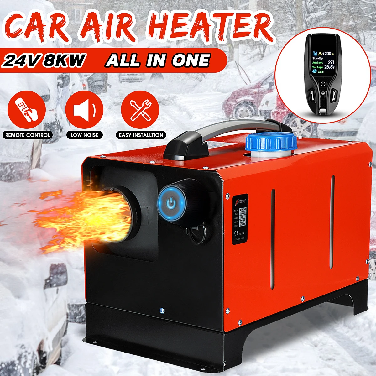 

24V 8KW Car Parking Diesel Air one Hole Car Heater 8000W +New Wireless Remote Control For Car Truck Boat Trailer RV Bus