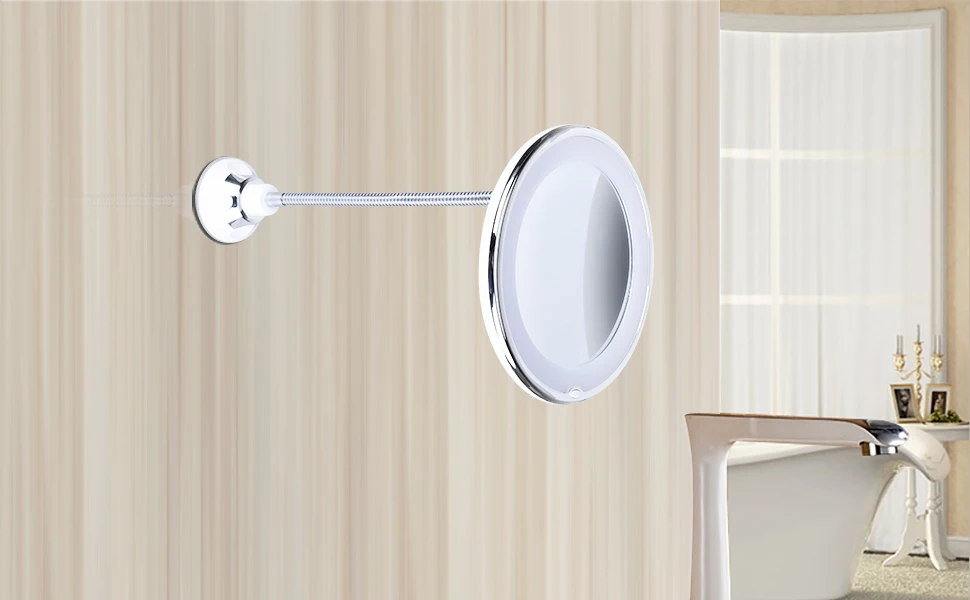 Зеркало для макияжа 10x увеличительное косметическое зеркало для бритья с светодиодный светильник, ванной, спальни, лампа Ночной светильник 360 градусов гибкий светильник ed