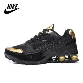 

Original Nike Shox R4 air column engraved men's sports running shoes size 40-45 black gold