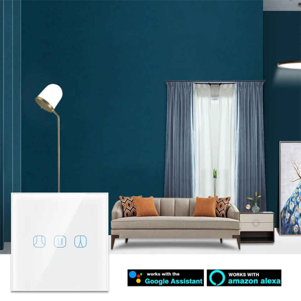AVATTO WiFi сенсорный занавес переключатель электрические моторизованные шторы на роликах работает с Google Home Alexa Echo Tuya умный дом