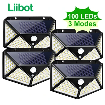 

100 LED Solar Lights Outdoor Lighting Lamp Powered Sunlight Waterproof PIR Motion Sensor Street LED Light for Garden Decoration