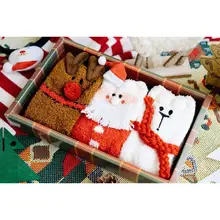 3 пары рождественских теплых носков-тапочек; бархатные Чулочные изделия кораллового цвета в подарочной упаковке; M6CD