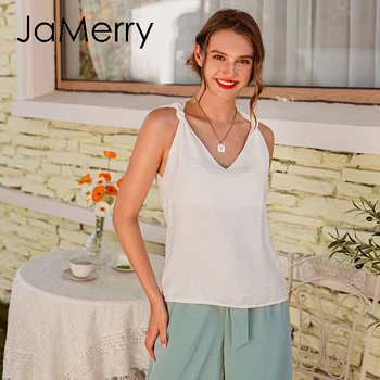 

JaMerry Causal white autumn winter women vest Basic v-neck bow short female vest Elegant office lady sleeveless new fashion vest