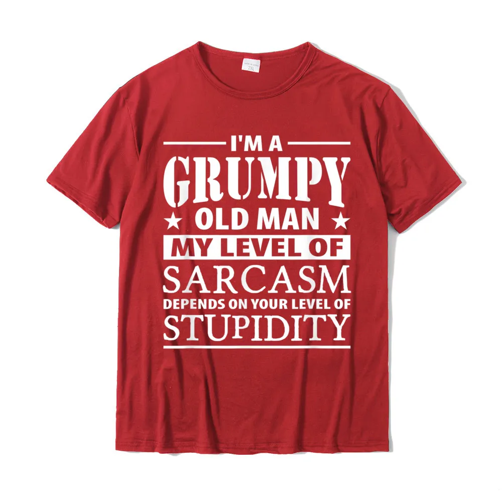 Casual Top T-shirts Plain Short Sleeve Design 100% Cotton Round Neck Man Tops Shirt Geek Tees April FOOL DAY Drop Shipping Im A Grumpy Old Man My Level Of Sarcasm Depends Funny Shirt T-Shirt__18147 red