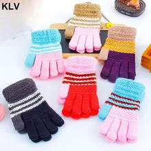 Школьная одежда для мальчиков и девочек, вязаные перчатки, Детские забавные Разноцветные теплые варежки, Зимние перчатки для детей 7-12 лет
