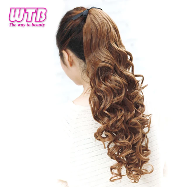 $US $5.45  WTB Long Wavy Heat Resistant Synthetic Ponytail Drawstring Fake Hair Extensions Black Brown 7 Color