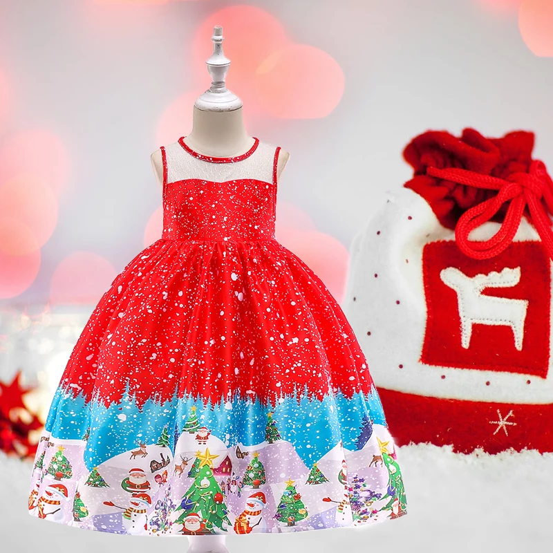 Вечерние платья для девочек платье принцессы Санта летняя одежда всей семьи