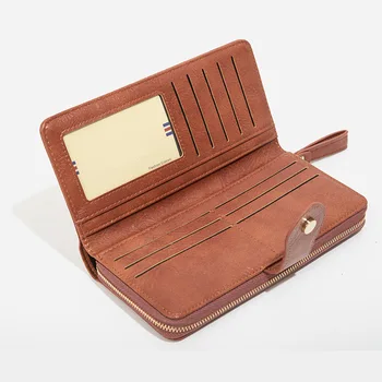 

2020 New Zipper Wallet PU Leather Lady Two Fold Large Banknote Wallet Long Mobile Phone Bag Hand Bag Female Clutch Long Wallet