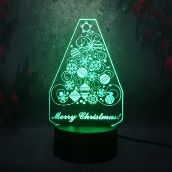

Nordic Christmas Home Outdoor Decor Gift Tree Model Cartoon LED 3D Lighting Bulb 7 Color Changing Touch Remote RC Toy Night Lamp