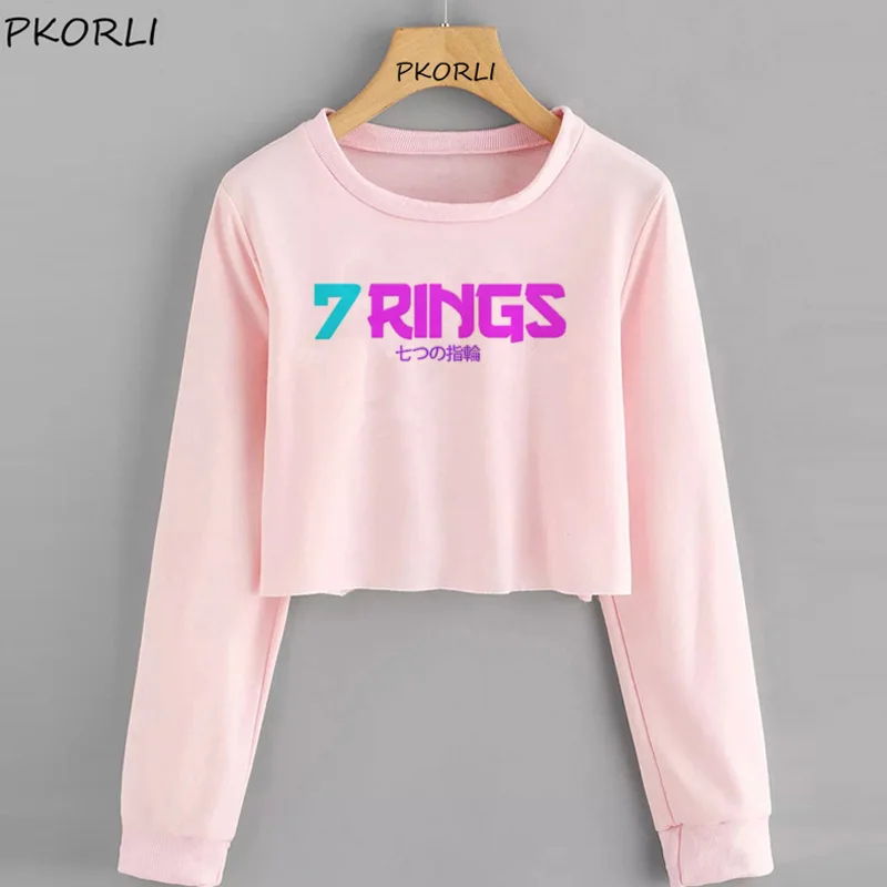 16 Ариана Гранде кроп повседневные худи и свитшоты подсластитель Crewneck Толстовка Осень 7 колец Женская Толстовка Harajuku Толстовка - Цвет: 16