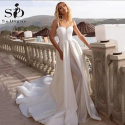 SoDigne 2 in 1 Wedding Dresses 2021 Sweetheart Glitter Tulle And Satin Detachable Gowns Plus Size Wedding Long Dress