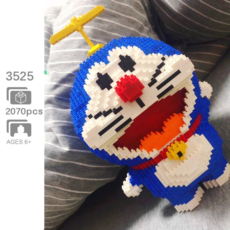 

ZMS Anime Cat Doraemon Blue Cat Figure Building Blocks Animal Cartoon 3D Model DIY Mini Diamond Bricks Assembly Toy for Boy Gift