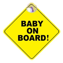 Car Sticker Baby ON BOARD WARNING SAFETY SIGN Sticker Decal with Sucker for Car Vehicle Window Sticker Car Accessories Styling