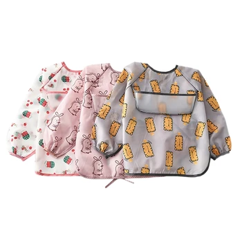 

3Pcs Baby Waterproof Long Sleeve Bib Infant Bandana Eating Drawing Apron Baby Self Feeding Bib Smock for Toddler