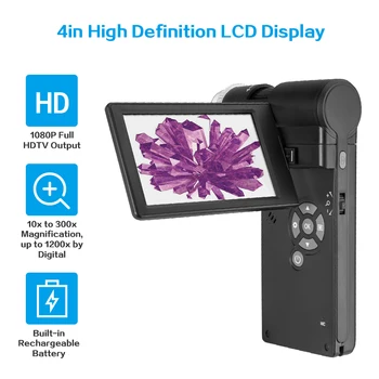 

Handheld Digital Microscope Professional Portable 4'' LCD Display 1080P Full HDTV Output Electron Microscope with Polarizer