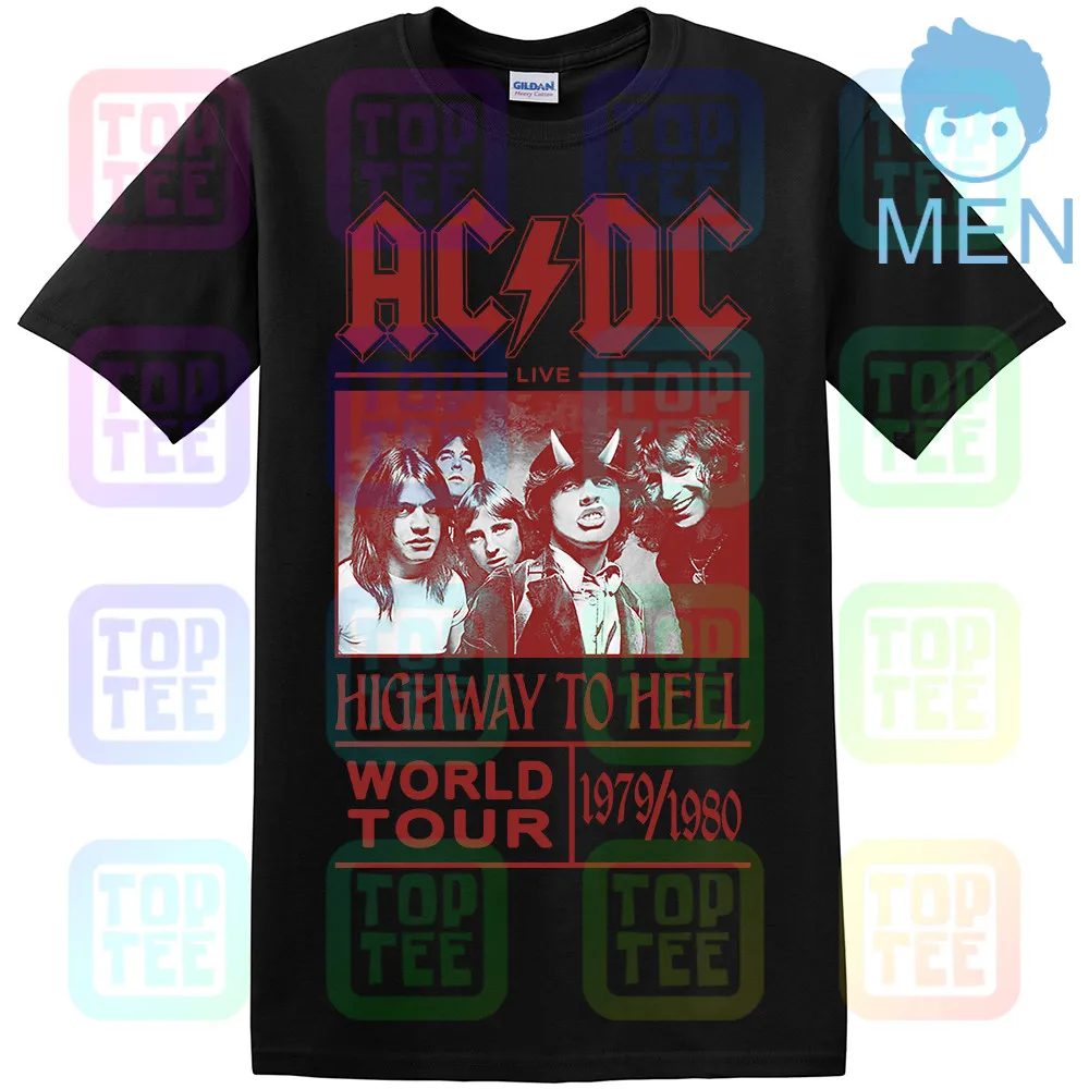 AC/DC Футболка Highway To Hell World Tour 1979/1980 все размеры официальный логотип - Цвет: MEN-BLACK