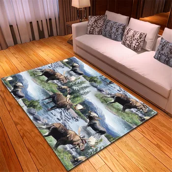

Cartoon Dinosaur Living Room Area Rug Flannel Children Room Crawling Play Mat Decor Floor Carpet 3D Printed Animal Rugs Carpets