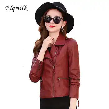 

Zipper Motorcycle Jacket Women Short Solid Women PU Leather Jacket 2020 Spring Ladies Streetwear Coat Veste Femme