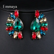 Emmaya fan-shaped разноцветные изысканные каменные Роскошные серьги кристалл эффектные женские светящиеся украшения банкет
