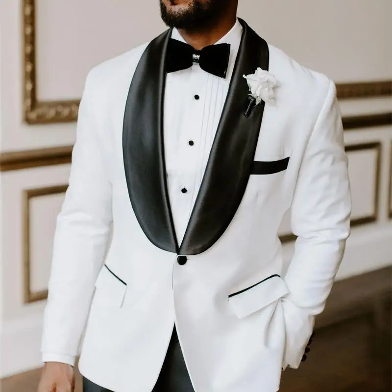 White Black Wedding Suits Prom Party 